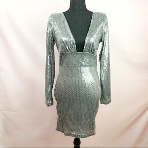 NWT Silver Cocktail/Party Open Back Dress
